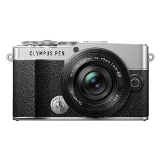Olympus OM SYSTEM PEN E-P7 Mirrorless Camera + 14-42mm f/3.5-5.6 EZ Lens - Silver