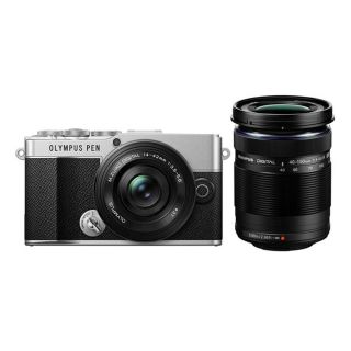 Olympus OM SYSTEM PEN E-P7 Mirrorless Camera + 14-42mm f/3.5-5.6 EZ Lens + 40-150mm f/4-5.6 R Lens - Silver