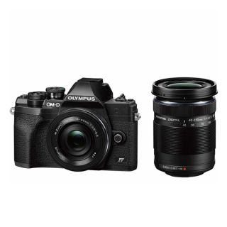 Olympus OM SYSTEM OM-D E-M10 Mark IV Mirrorless Camera + 14-42mm f/3.5-5.6 EZ Lens + 40-150mm f/4-5.6 R Lens - Black